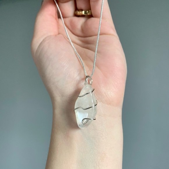 Clear Quartz Sterling Silver Spiral Necklace - Picture 3 of 3